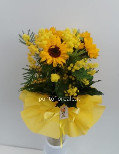 Bouquet di girasoli e mimosa con prezzo a scelta