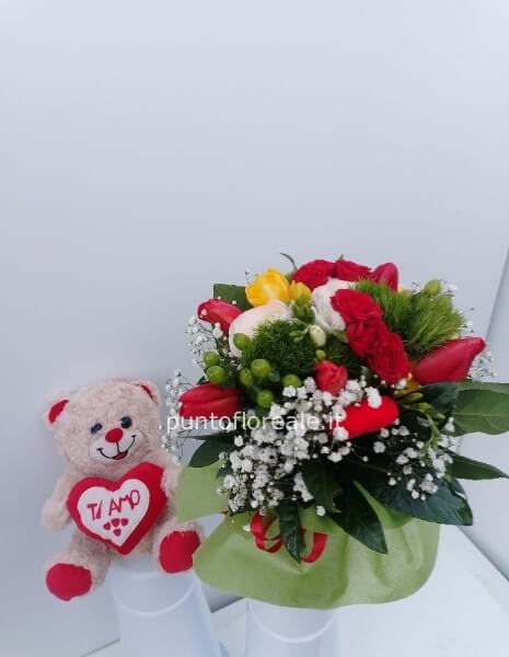 BOUQUET STEFANI + PELUCHE TI AMO
